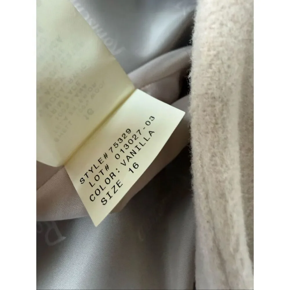 Rothschild Vanilla Penny Lane Style Wool A-line Coat Faux Fur Trim Youth 16 Wmns